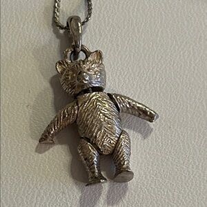 Milor Silver Textured Bear Necklace